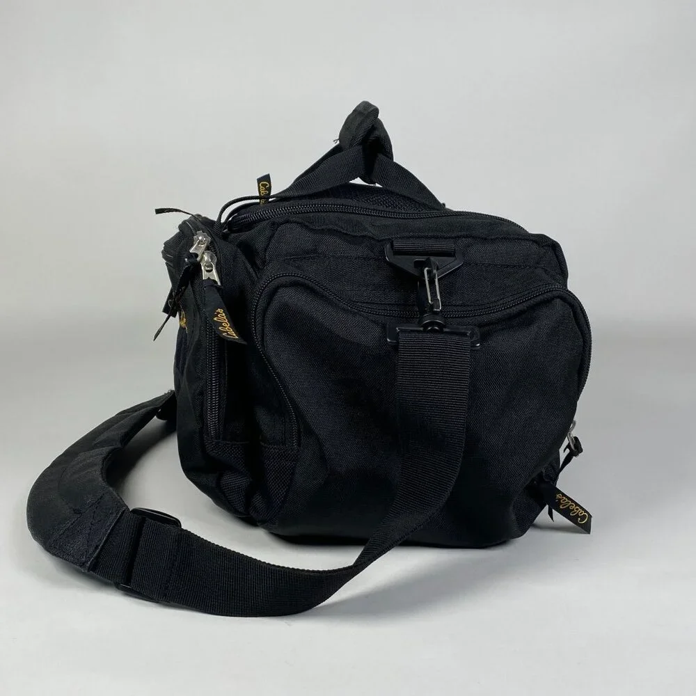 Cabelas Black Duffel Bag Detachable Shoulder Strap Zip Pockets Gym Travel
